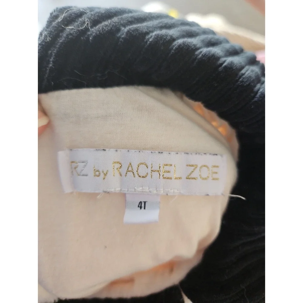 RZ by Rachel Zoe Girls 4T Ivory Faux Fur Pullover Navy Velvet Collar Sweater